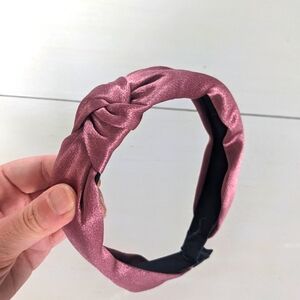 Cute Rose Pink Satin Twist Detail Headband